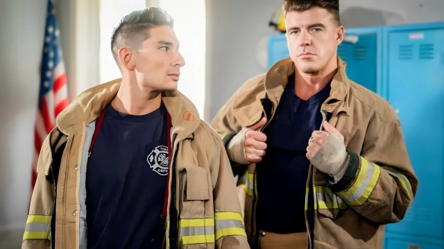 Beefy Firefighters Jimmy Fit And JJ Knight Fuck Hard