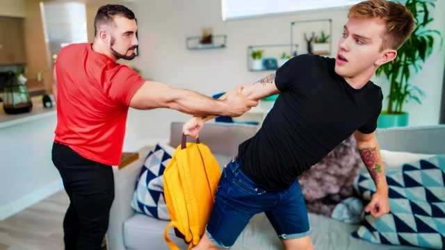 Jaxton Wheeler Punishing Thieving Twink Timothy Drake On The Bed