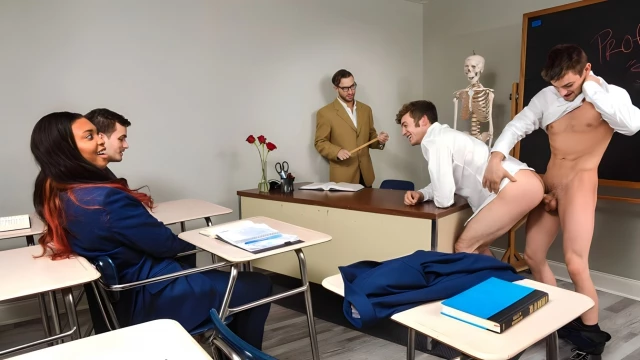Classroom-based 3some With Johnny Rapid, Grant Ryan, And Aaron London
