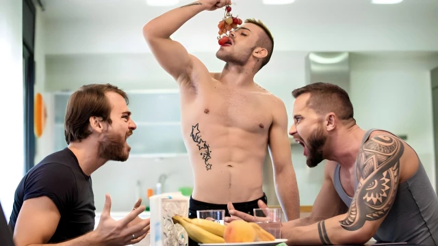 Max Adonis And Ricky Blue Fuck Sneakily In The Kitchen