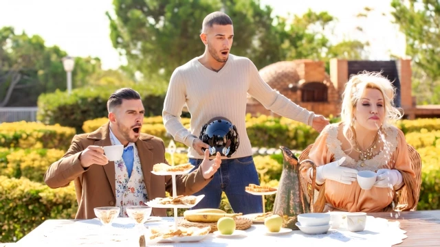 Paddy O'Brian Fucks Alex Ink In A Standing Position Outside